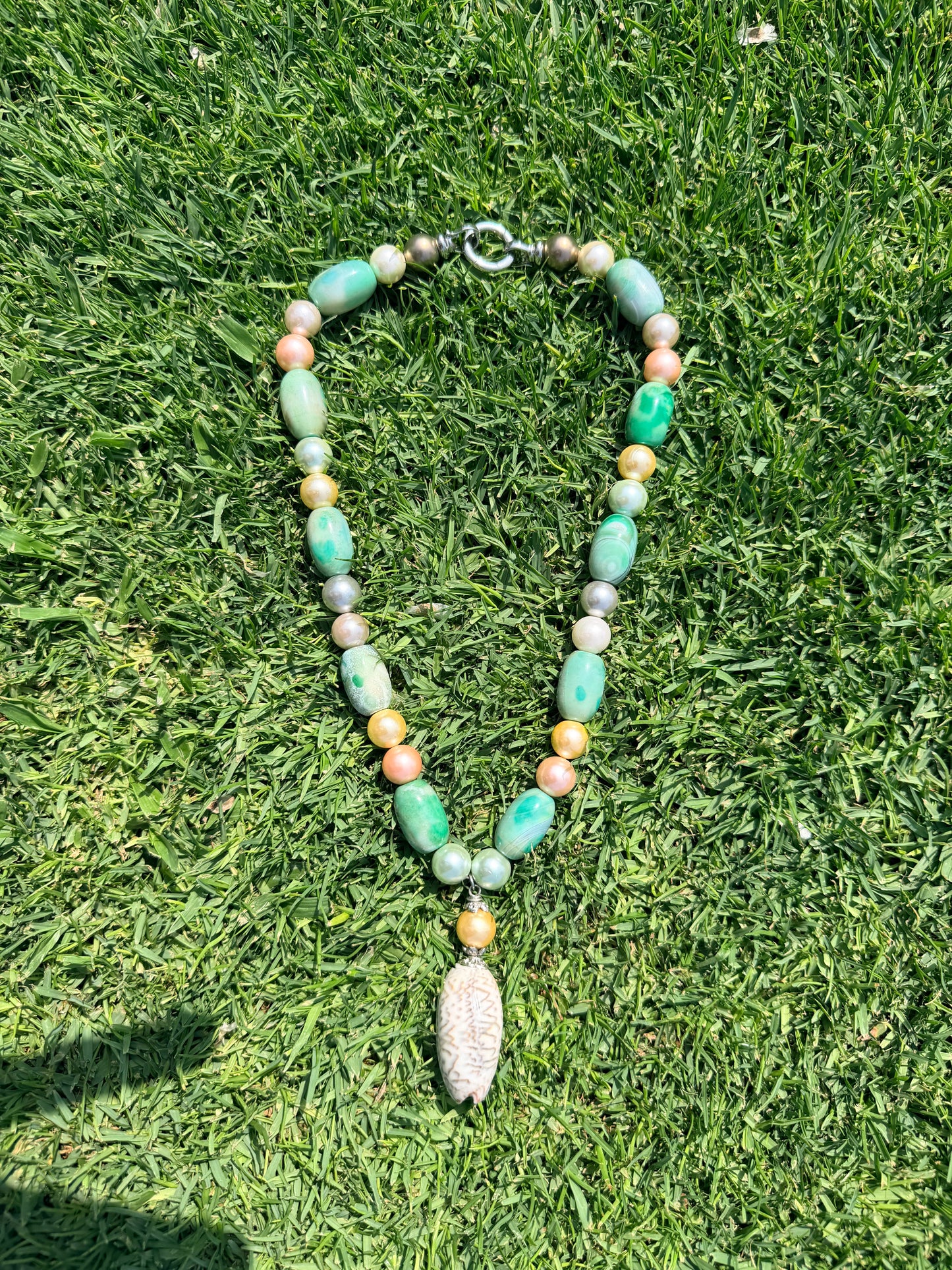Green pearl, Mermaid Necklace