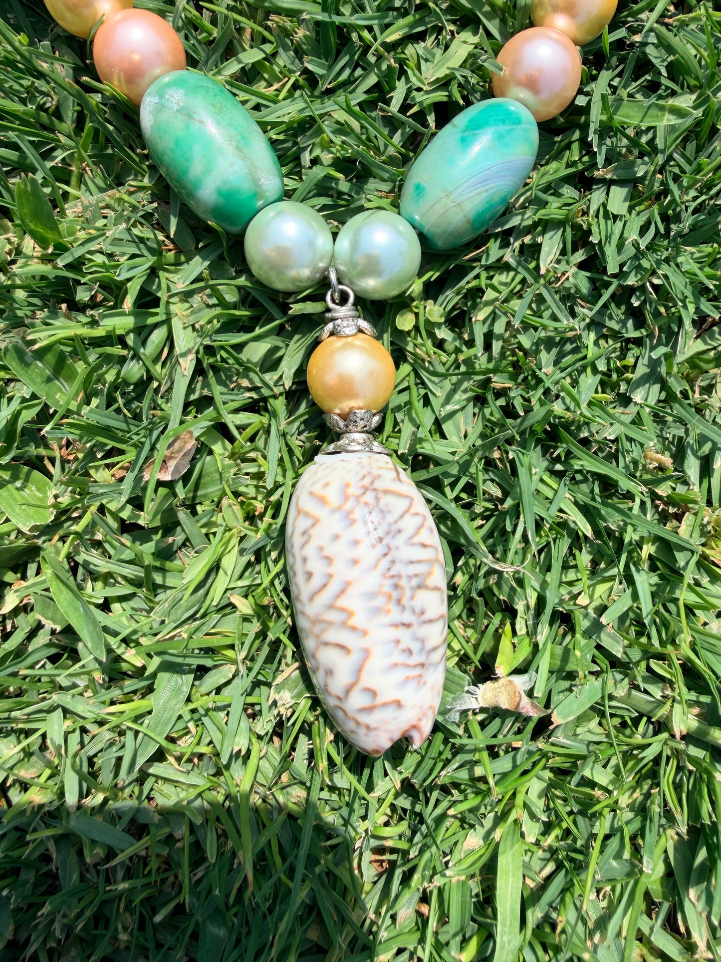 Green pearl, Mermaid Necklace