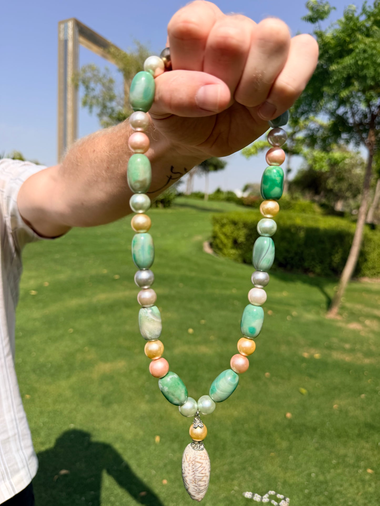 Green pearl, Mermaid Necklace