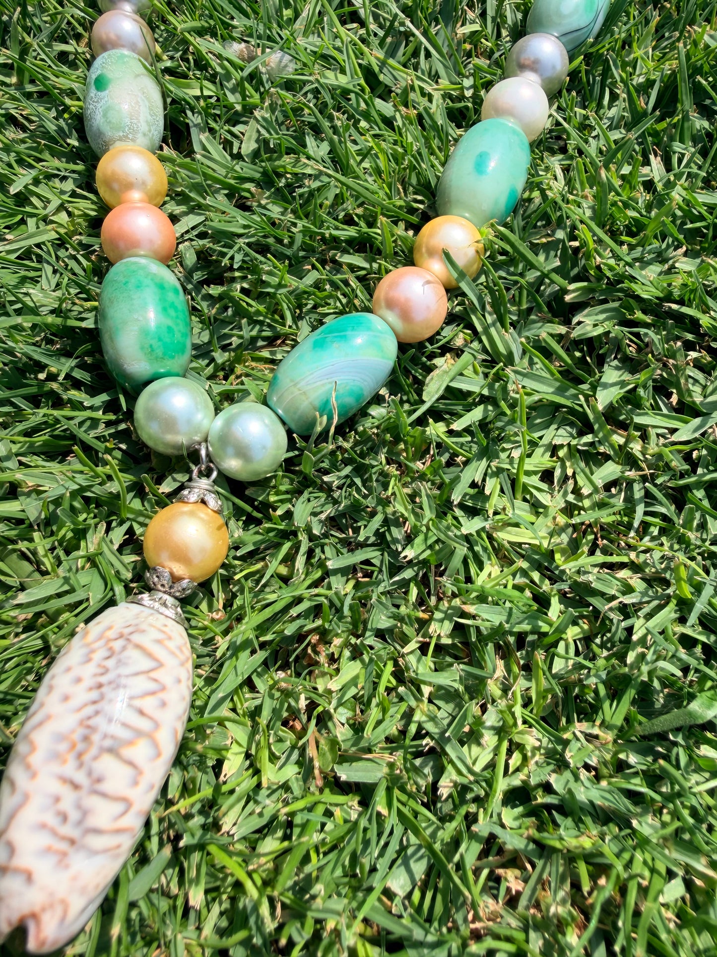Green pearl, Mermaid Necklace